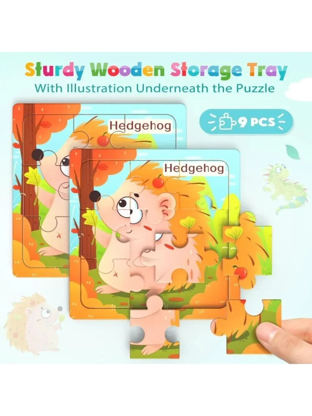 8 Pack Wooden Animal Jigsaw Puzzles for Toddlers, Educational Learning Toys 3-5